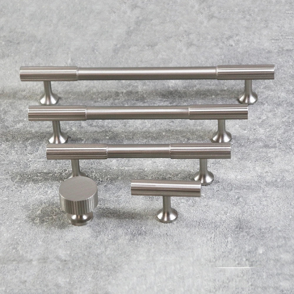 Nickel Brass Art Deco Kitchen Cabinet Knobs and T-Bars – Brushed Silver Drawer Pulls and Wardrobe Handles Handles