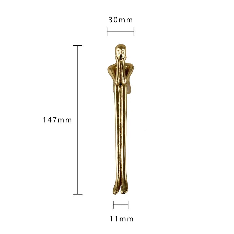 Nordic Brass Humanoid Cabinet Handle – Modern Luxury Drawer Pulls for Wardrobes and Cabinets (Single Hole) humanoid