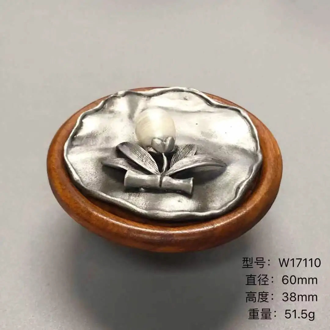 Handmade Wood and Alloy Flower Knob Handles – Artistic Drawer and Cabinet Pulls for Furniture W17110 knob