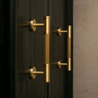 Gold Brass Vertical Linear Cabinet Handles – American-Style Wardrobe and Bar Pulls Handles