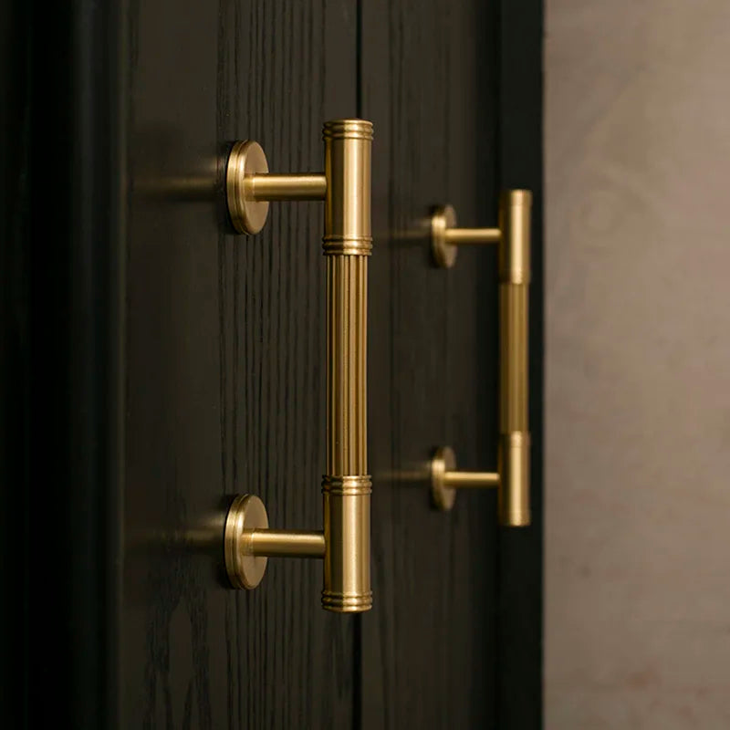 Gold Brass Vertical Linear Cabinet Handles – American-Style Wardrobe and Bar Pulls Handles