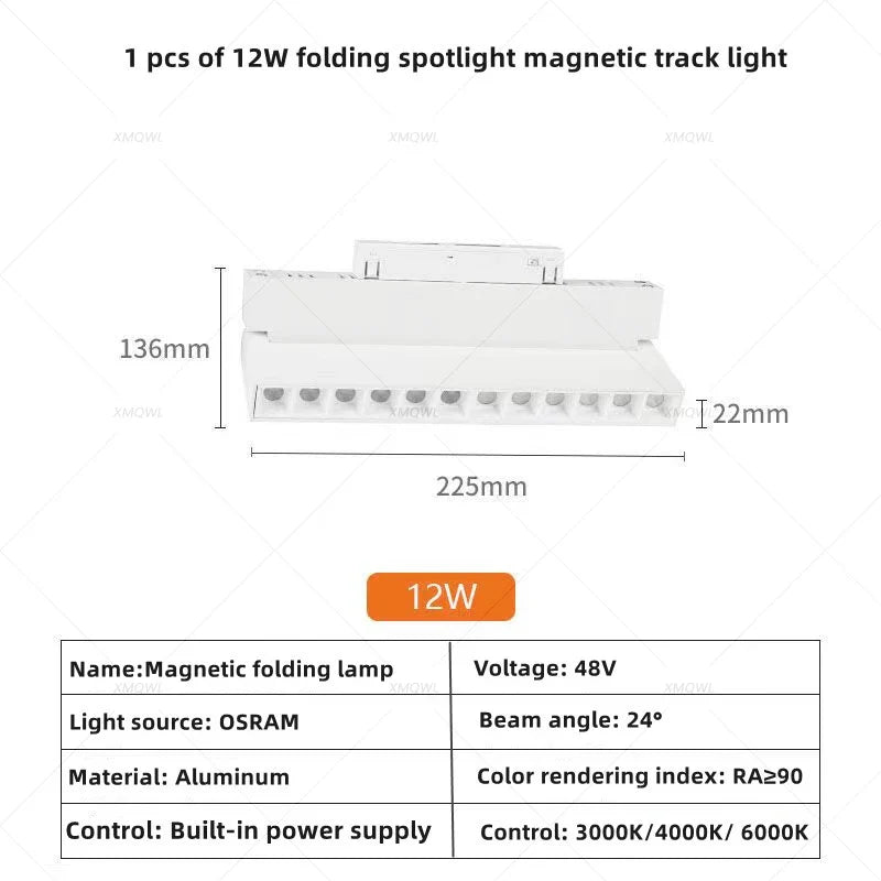 Modern Magnetic Track Lights - Embedded LED Spotlight Downlight 1 pcs 12W Spotlight / Warm light 3000K ceiling light
