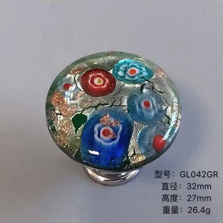 Colorful Floral Glass Cabinet Knobs – Drawer Knobs for Dresser Shoe Cabinet and Kitchen Furniture GL042GR Knobs