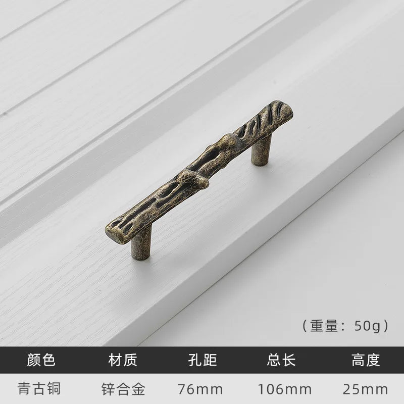 Antique Tree Pole Kitchen Drawer Handles - Zinc Alloy Cabinet Knobs in Bronze Gold and Black Bronze 76mm Handles