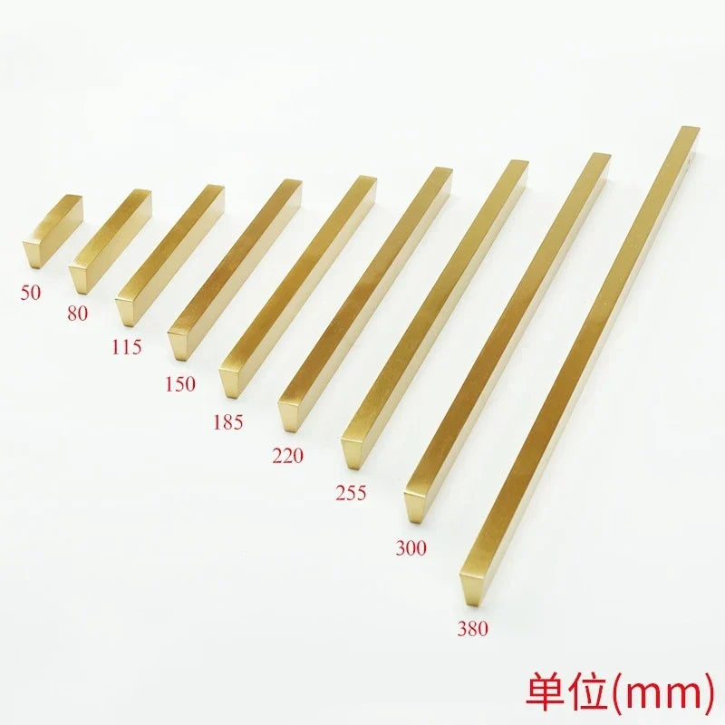 Brass Trapezoidal Cabinet Handles - High-End Golden Drawer Pulls for Wardrobes and Furniture Handles