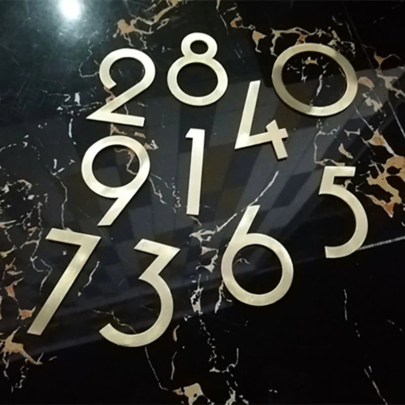 Golden Brass Numbers and Letters – 5cm/8cm Decorative Wall Signs for House Doors and Addresses / 5cm