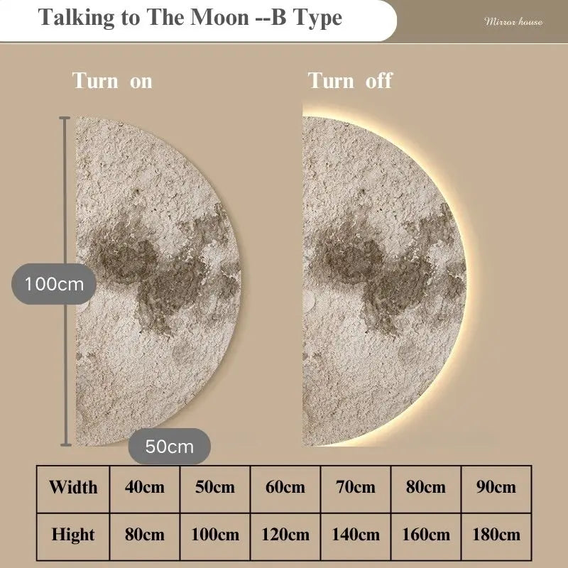 Dlight Decor LED Moon Wall Lamp with Remote Dimming B Type / 40CM X 80CM Wall Art