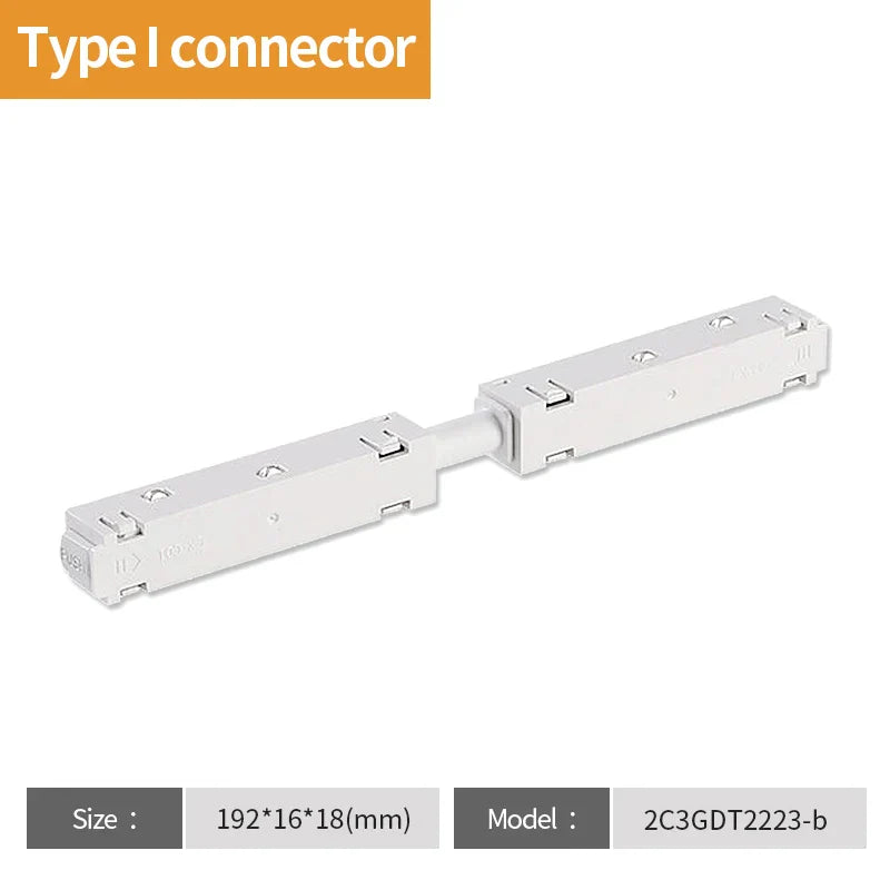 2 Meter White LED Magnetic Track Lighting System Accessories - Ceiling Recessed Magnet Rail Lamp Kit Type I Connector