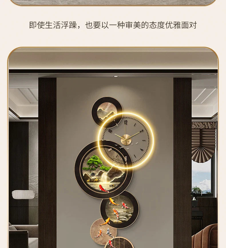 Dlight Decor Nine Fish Clock Wall Light Mural Wall Art