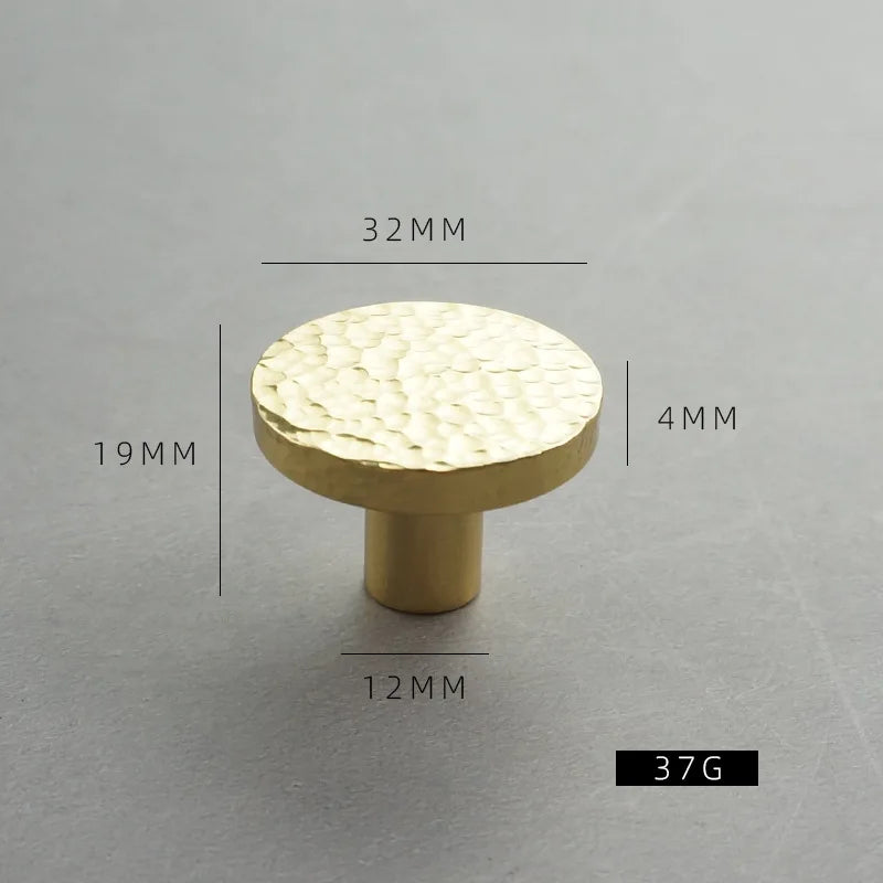 Nordic Handmade Brass Hammered Cabinet Handles – High-End Pulls for Drawers Wardrobes and Kitchen Furniture Flat head L