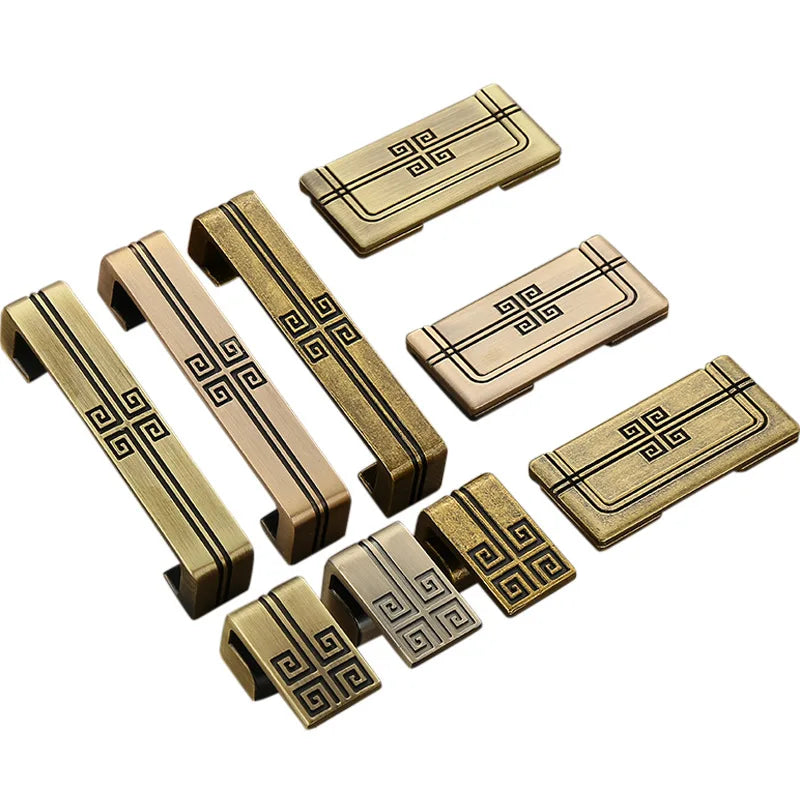 Antique Yellow Bronze Wardrobe Handles - Modern Zinc Alloy Drawer Knobs for Cabinets and Closets Handles