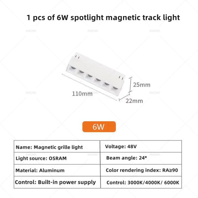 Modern Magnetic Track Lights - Embedded LED Spotlight Downlight 1 pcs 6W Spotlight 1 / Warm light 3000K ceiling light