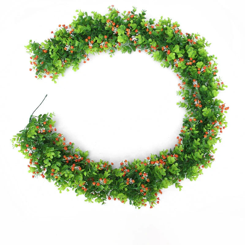 Dlight Decor Eucalyptus Vines with Babysbreath for Wall and Event Decor Orange