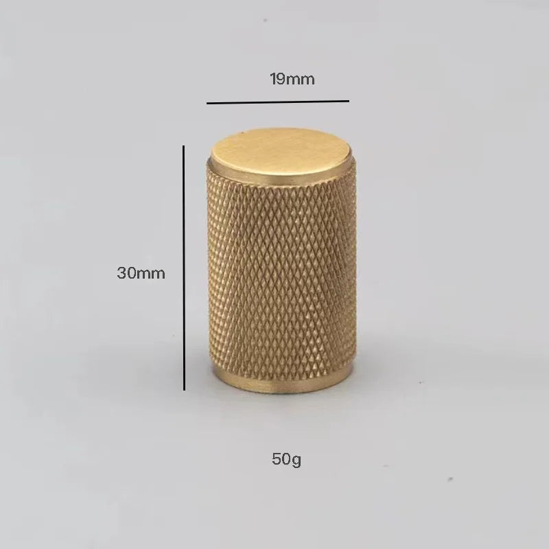 Gold and Bronze Knurled Brass Knobs – Modern Single-Hole Cabinet and Drawer Pulls gold 19mm knob