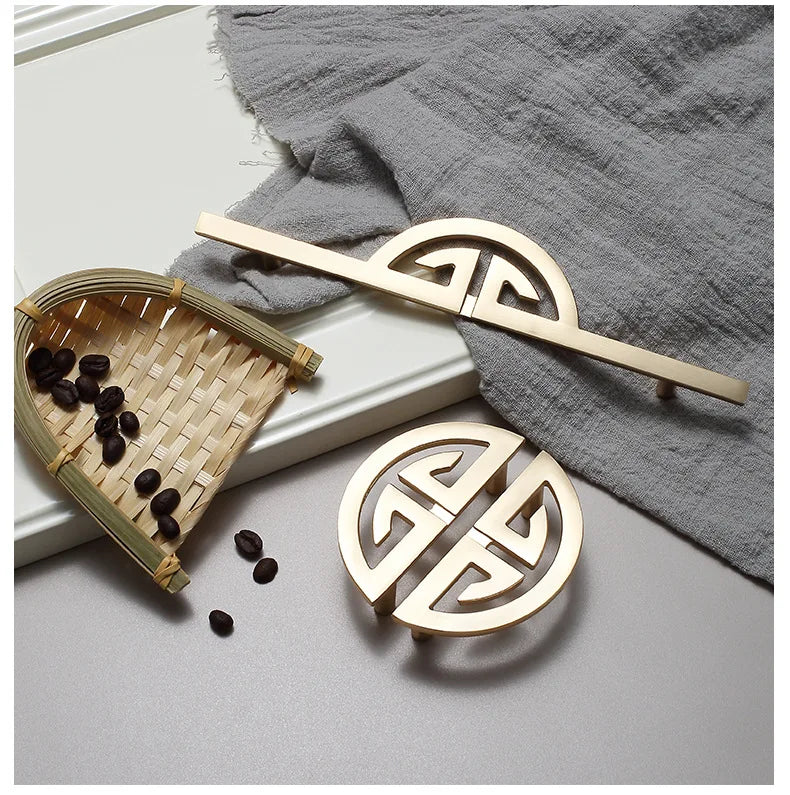 New Chinese-Style Zinc Alloy Cabinet Handles – Elegant Gold Pulls for Wardrobes Drawers and Cupboards Handles