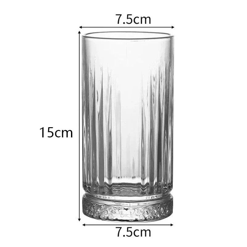 Dlight Decor Diamond Stripe Glass Coffee Cups (100–450ml) 450ml / foam box pack Cocktail Glasses