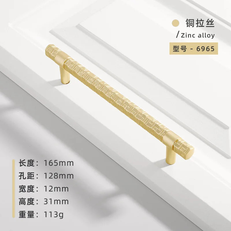 Creative T-Bar Cabinet Handles - Modern Zinc Alloy Pulls for Kitchen and Furniture Gold brushed 128mm Handles
