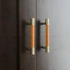 Solid Brass and Leather Cabinet Handles – Available in 15 Leather Colors Handles
