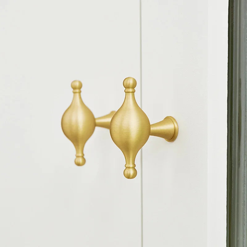 Satin Brass Cabinet Handles – Modern Ball Design Wardrobe Knobs and Drawer Pulls (French Style) Handles