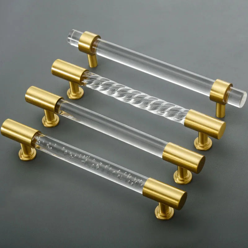 Transparent Acrylic Furniture Handles – Brass Cabinet Pulls and Wardrobe Knobs Handles