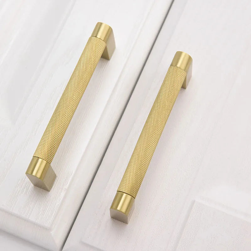Gold Knurled Cabinet Handles – Textured Furniture Door Knobs and Wardrobe Pulls Handles