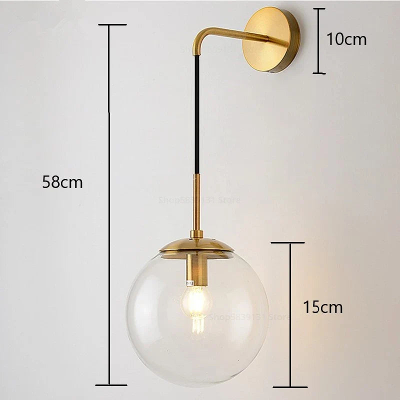 Nordic Modern Vintage Wall Lamps - Led Glass Ball Mirror Beside Bedroom Light For Living Room