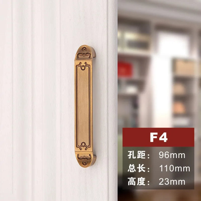 Antique Yellow Bronze Wardrobe Handles - Modern Zinc Alloy Drawer Knobs for Cabinets and Closets F4 96mm Handles