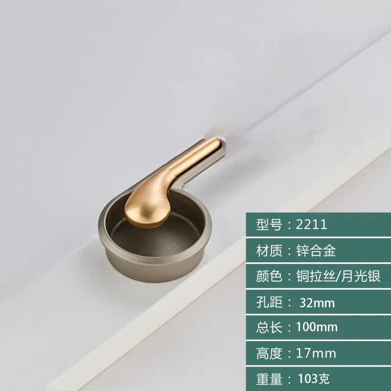 Modern Minimalist Zinc Alloy Cabinet Door Handle 32-Copper Silver Handles