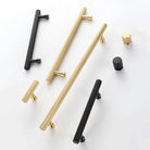 Gold and Black Brass T-Bar Handles – Straight Line Cabinet Pulls and Wardrobe Knobs Handles