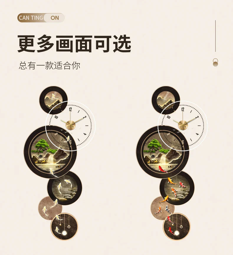 Dlight Decor Nine Fish Clock Wall Light Mural Wall Art