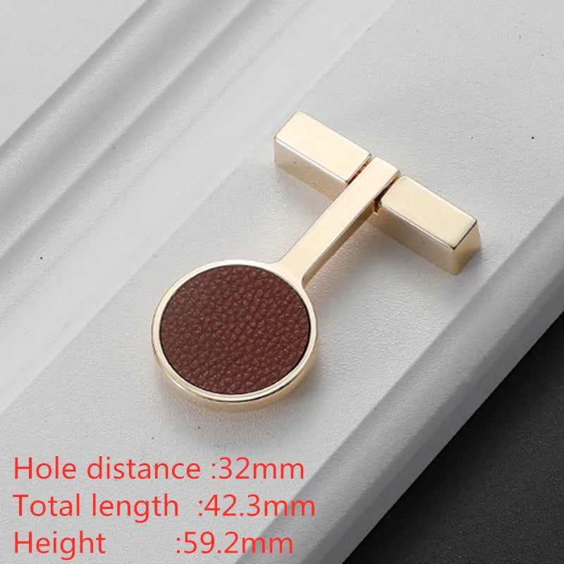 Modern Leather and Zinc Alloy Cabinet Handle – Elegant Drawer Pulls for Kitchen Wardrobe and Furniture (96mm) red