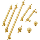 Satin Brass Cabinet Handles – Modern Ball Design Wardrobe Knobs and Drawer Pulls (French Style) Handles