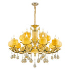 European Style Jade Crystal Chandelier - Luxury Lighting With Natural Marble Accents For Dining