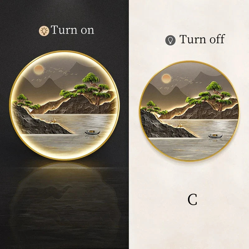 Dlight Decor Luxury Glow Round Wall Light for Interiors C / Dia 80cm / NON dimm warm light|Gold border Wall Art