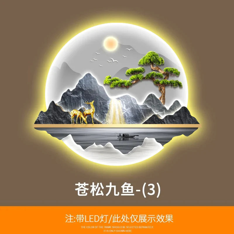 Dlight Decor Wealth Landscape Wall Lamp Mural D / 84X70 / Warm light Wall Art