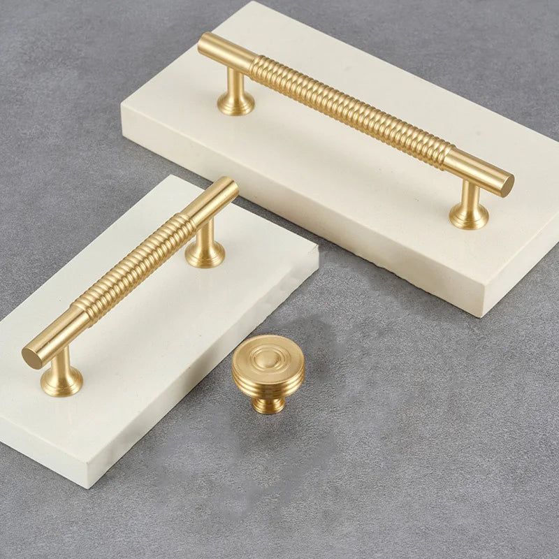 Textured Brass Handles – Golden Cabinet Pulls and Wardrobe Bar Handles (50mm-300mm) Handles