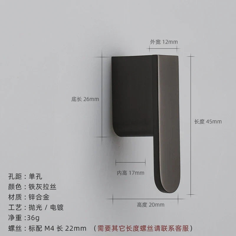 Luxury Zinc Alloy Cabinet Handles - Modern Drawer Pulls for Wardrobes Closets and Furniture Gray drawing Handles