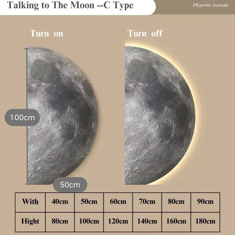 Dlight Decor LED Moon Wall Lamp with Remote Dimming C Type / 40CM X 80CM Wall Art