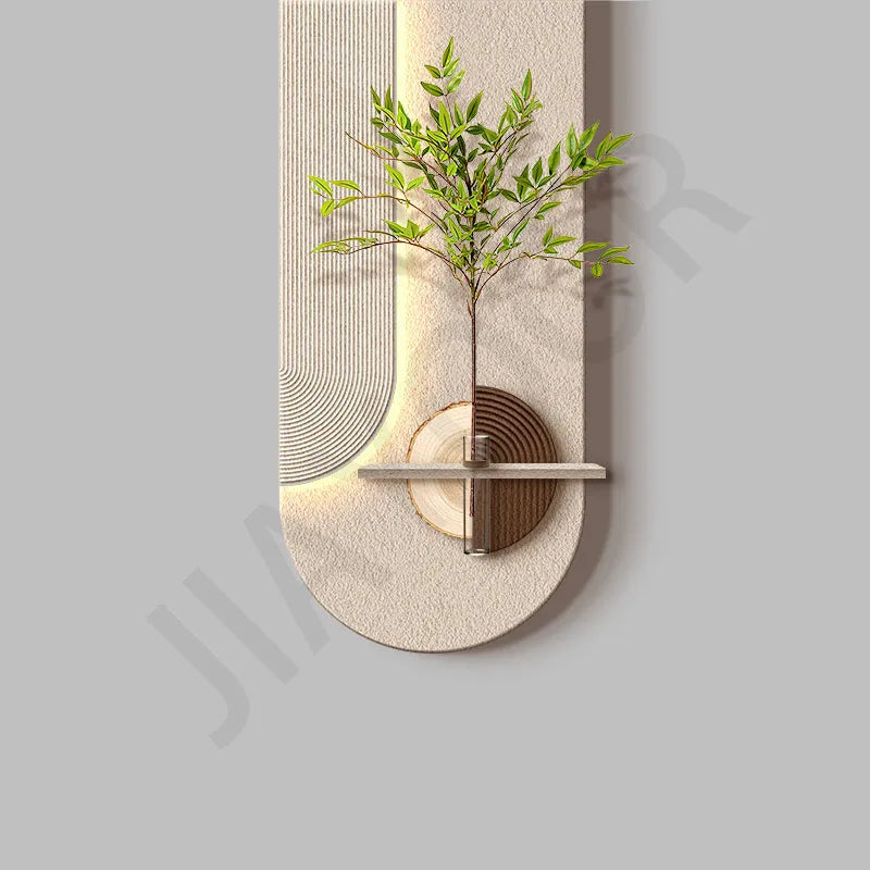 Dlight Decor Vase Plant Wall Lamp for Entry Spaces A / H80CM-W40CM / Remote dimming|UK Plug Wall Art