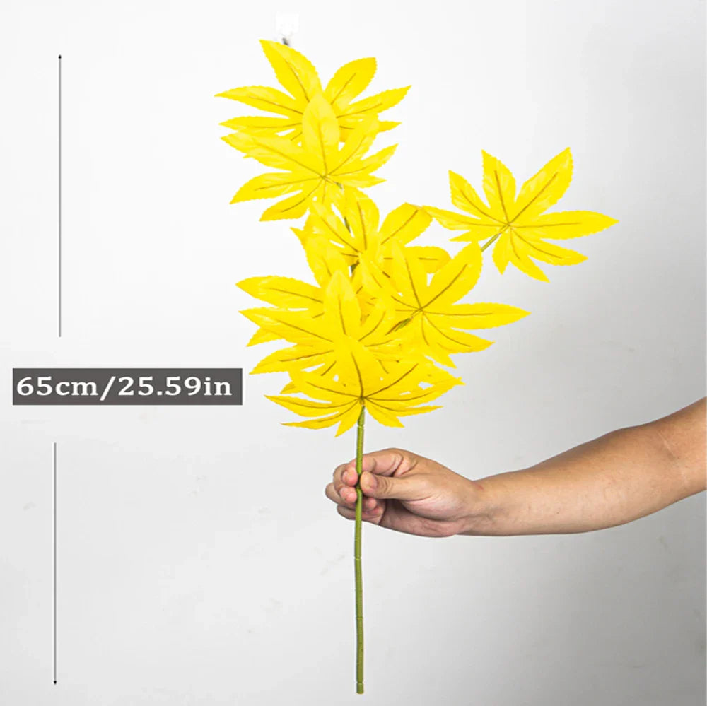 Dlight Decor 77cm Autumn Maple Leaf Branch for Fall Display 65cm Yellow