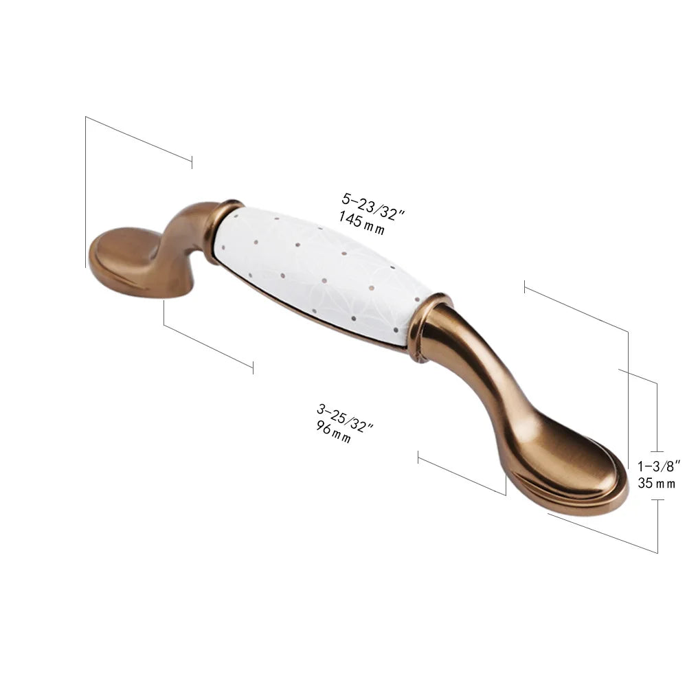 Pearl White Ceramic Cabinet Handles – Elegant Knobs for Wardrobes Drawers and Kitchen Furniture 202-96 Handles