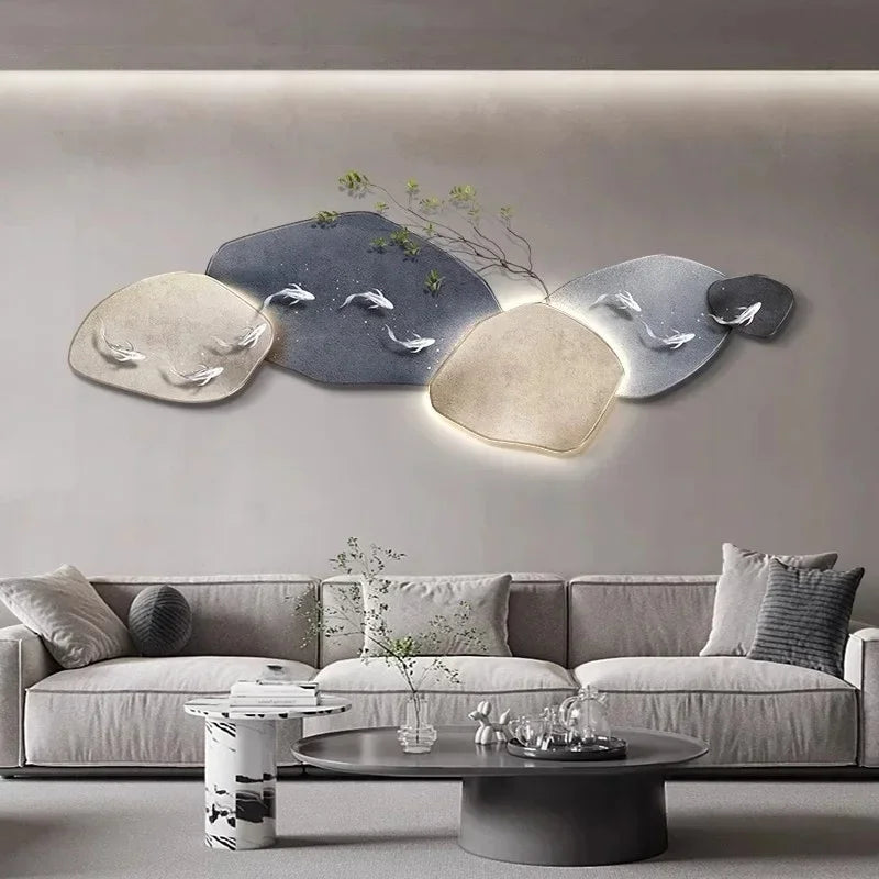 Dlight Decor 3D Nine Fish Wall Lamp Mural Art Wall Art