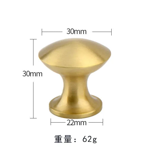 Modern Pure Brass Cabinet Handles - Single Hole Brushed Gold Drawer Knobs for Kitchen and Wardrobes 4-large Knonbs