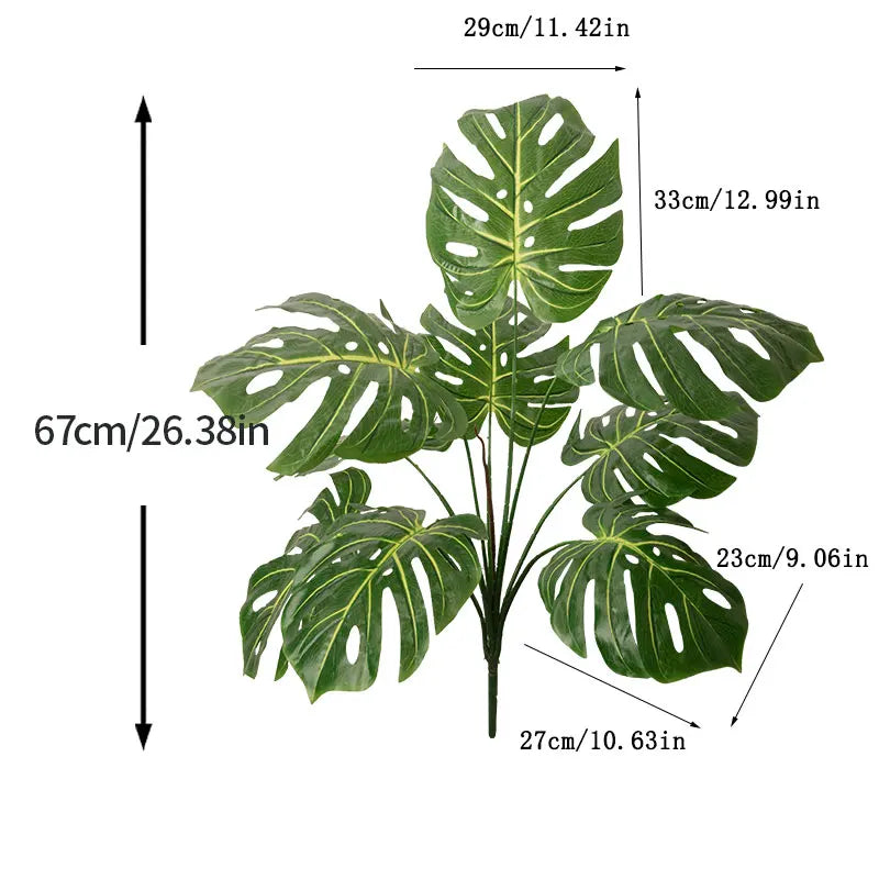 Dlight Decor 85cm Tropical Palm Banana Tree Branch with Monstera Leaves