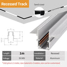 2 Meter White LED Magnetic Track Lighting System Accessories - Ceiling Recessed Magnet Rail Lamp Kit 1M recessed rail A