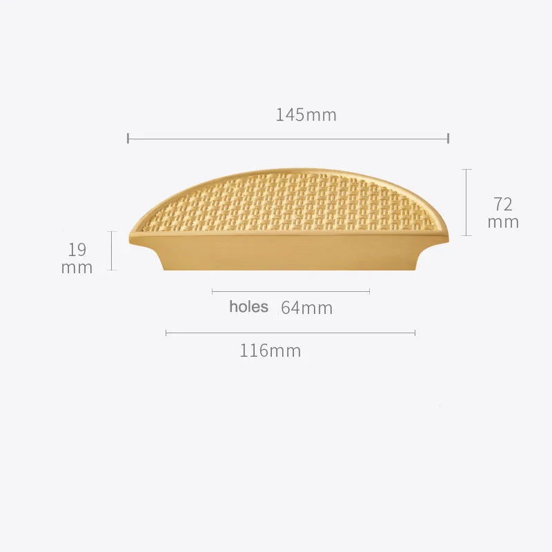 Gold Round Brass Cabinet Handles – Textured Braided Pattern Pulls for Wardrobes Bookcases and Wine Cabinets 1 pair 5.7