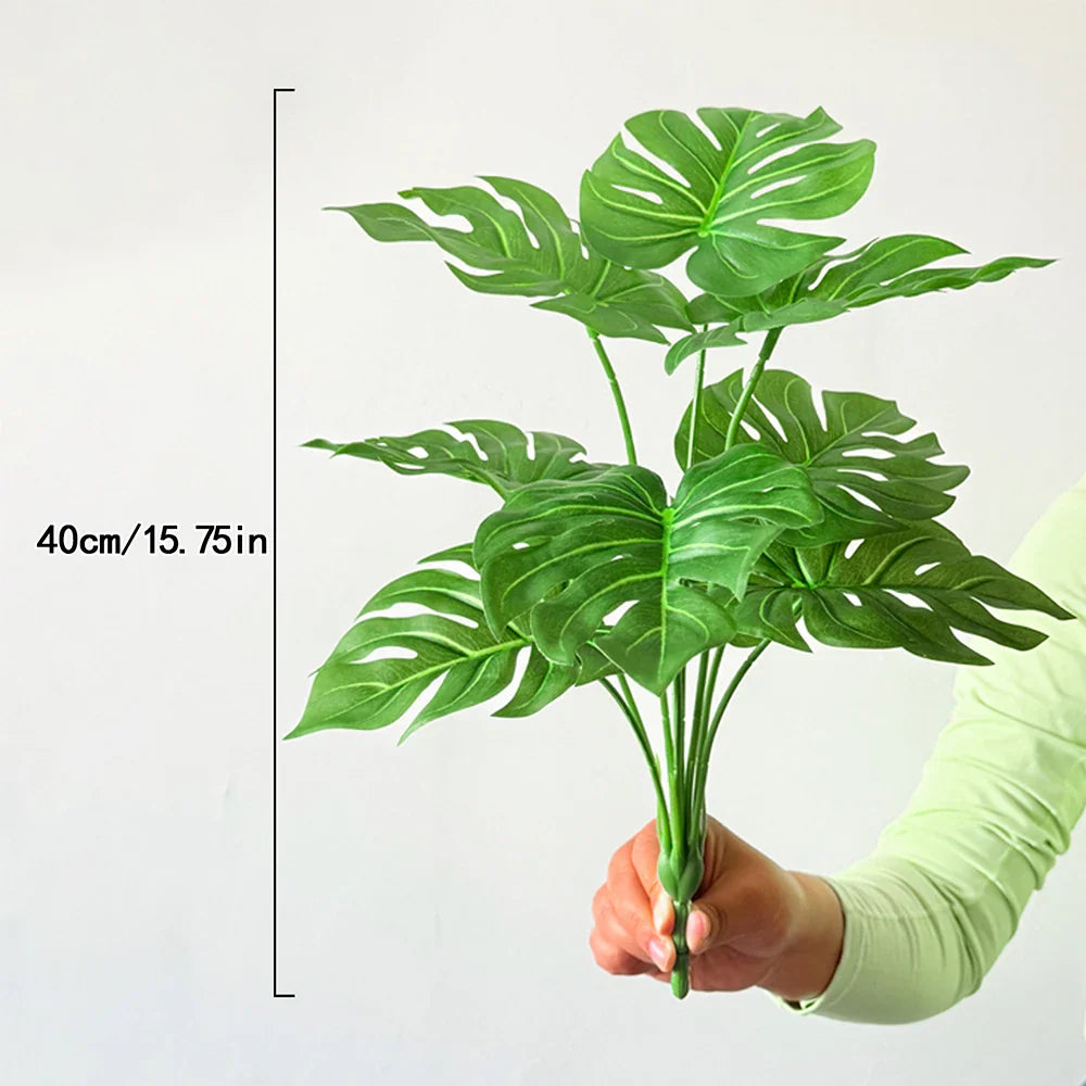 Dlight Decor 53cm Monstera Palm Plant with Turtle Leaves for Home and Party Decor 40cm-9 Leaves