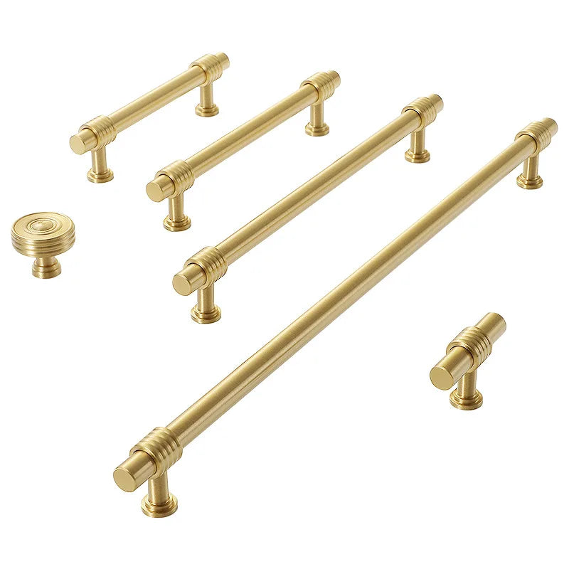 Satin Gold Furniture Handle – Solid Brass Cabinet Knobs and Drawer Pulls (50mm-358mm) Handles