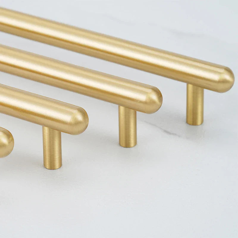 Satin Gold Brass Wardrobe Handles – Modern Drawer Knobs and Cabinet Bar Pulls (50mm-260mm) Handles