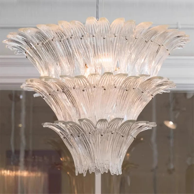 Odette French Vintage Murano Glass LED Chandelier for Living Room & Staircase